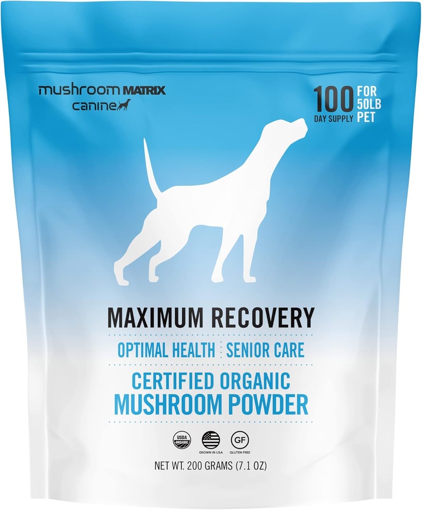 Om Mushroom Matrix massimo recupero Mushroom Pet supplemento polvere, Supporta la salute ottimale & Assistenza agli anziani per cani e gatti, 200 grammi, 7.1 oz