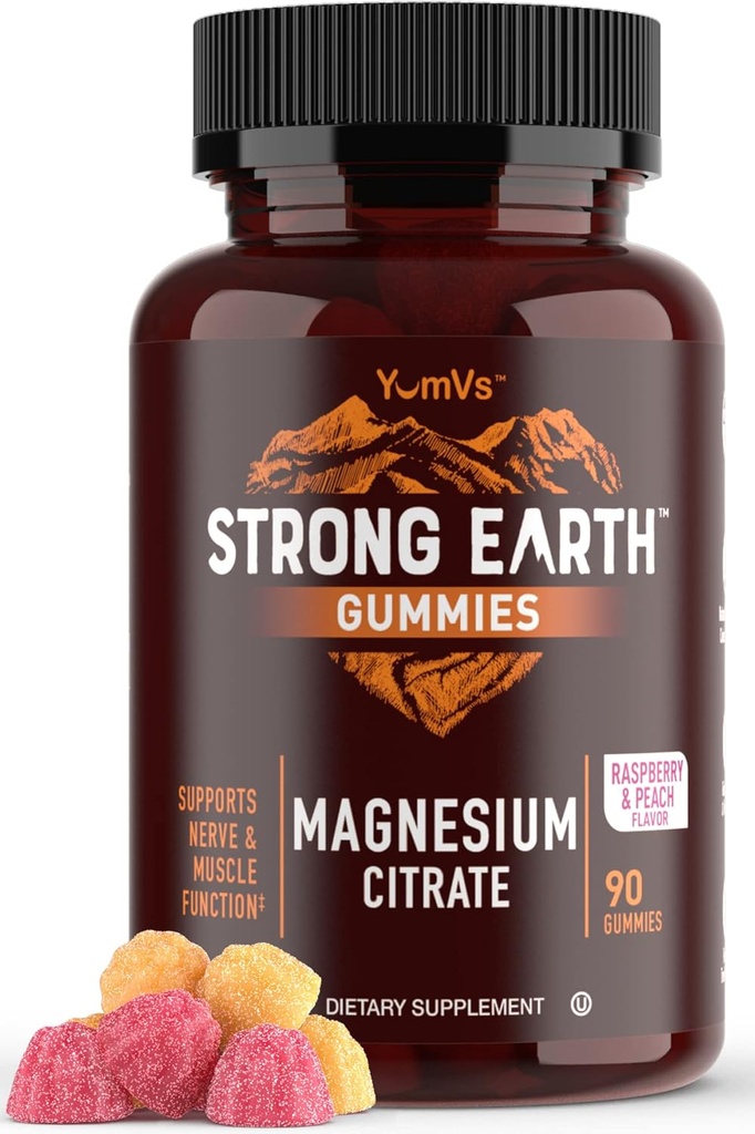 Terra forte - Magnesio Citrato Gummies per Adulti 250mg (90 Conte) - Gummie calme - Vegan Magnesio Gummies - Supplemento per donne, uomini, adolescenti