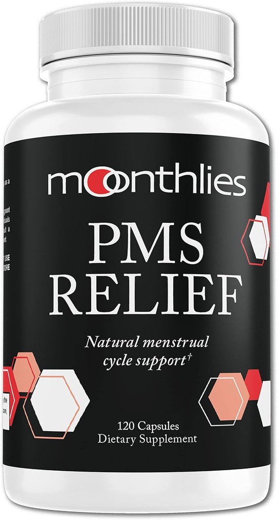 Moonthlies PMS Relief Supplemento per le donne Menstrual Cycle Support - Naturallly Balance Mood Swings, Period Cramps, Bloating, Fatigue, Water Retention, PMDD, Perimenopause (60 giorni di alimentazione 120 capsule)