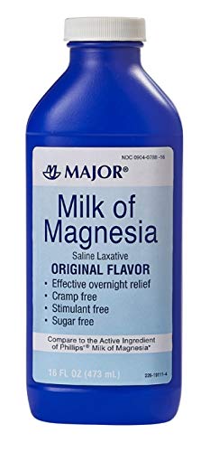 MAJOR Latte di Magnesia Saline Lassativo - Aroma originale - Efficace Rilievo di Pernottamento - Stimolant-Free, Sugar-Free - 16 Fl Oz