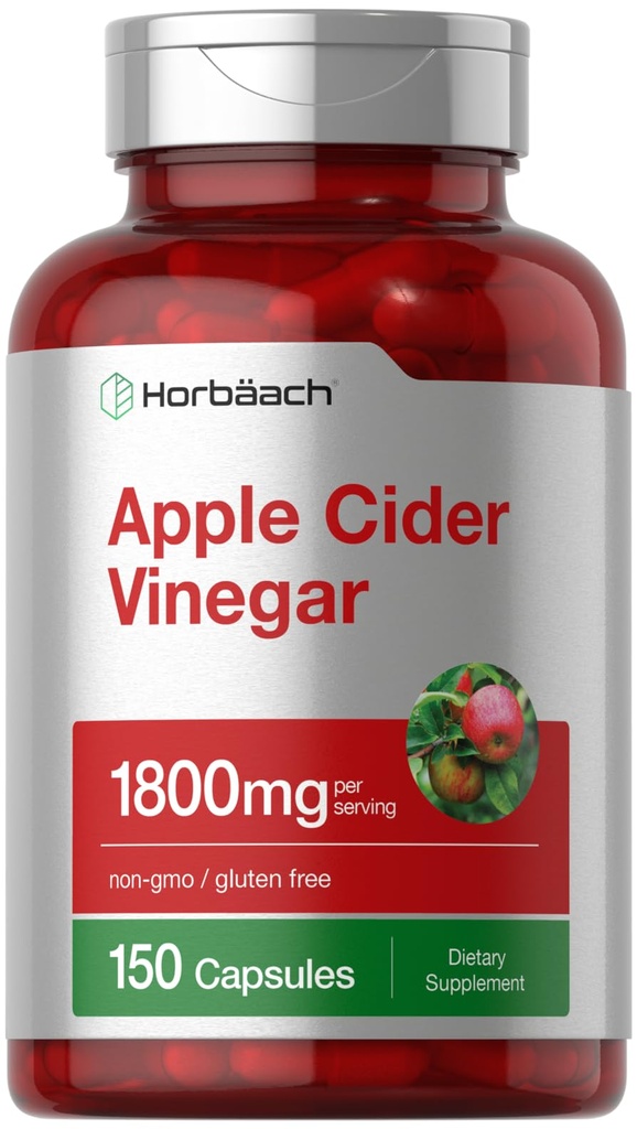 Horbäach Apple Cider Vinegar Capsule | 1800mg | 150 Pills | Non-GMO, Gluten Free Supplement