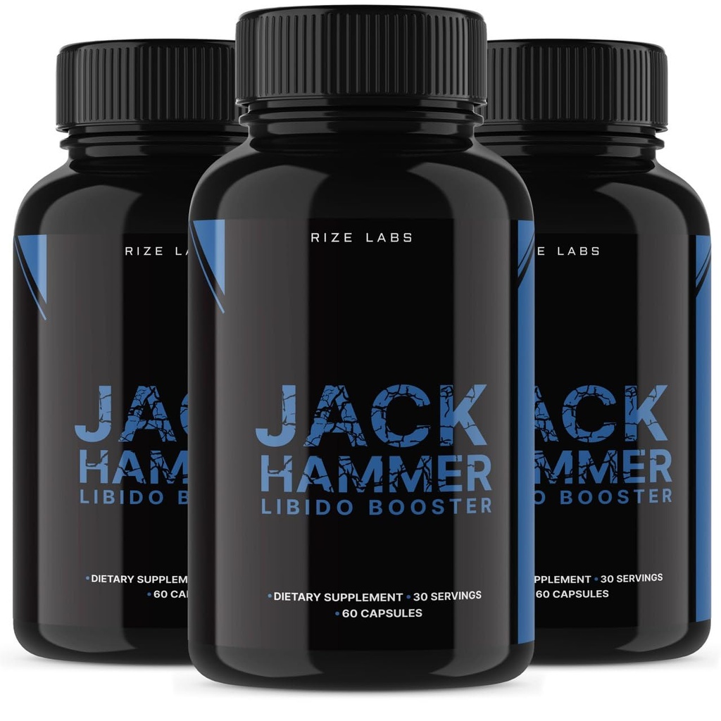 rize labs - Jack Hammer Libido Booster Supplemento per gli uomini, potente formula naturale per migliorare le prestazioni (180 capsule)