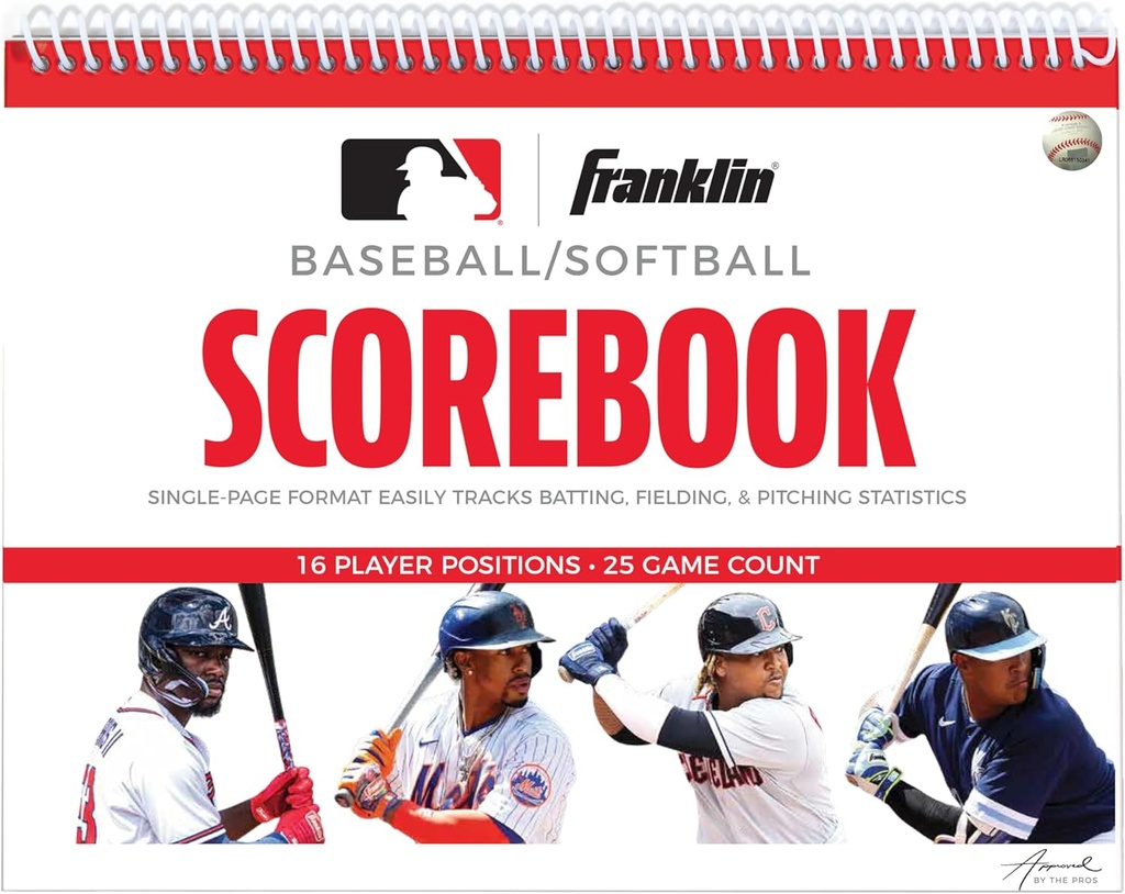 Franklin Sports MLB Baseball + Softball Scorebook - Prenota per Stats - Coaching Official Scorekeeper - 25 Giochi