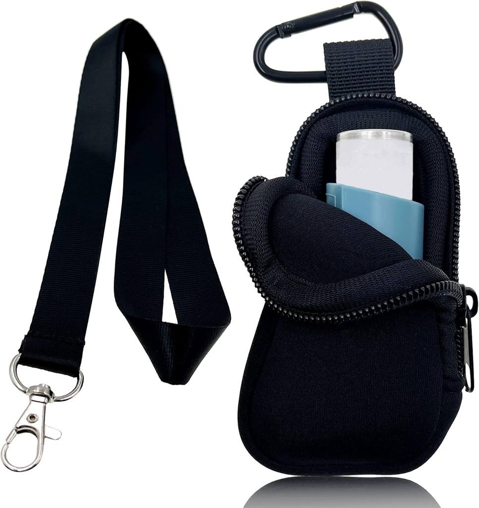 Custodia da viaggio in neoprene per Asthma Inhaler, Handy Mini Bag per Inhaler per tutte le età, Inhaler Non incluso (nero)