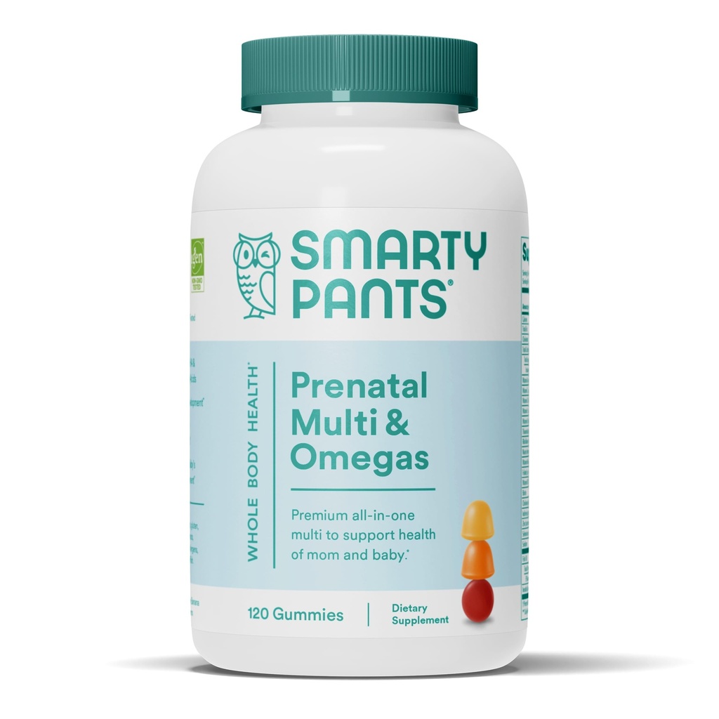 SmartyPants Vitamine prenatali per le donne, Multivitaminici Gummies: Omega 3 Fish Oil (EPA/DHA), Biotin, Methylfolate, Vitamina D3, C, Vitamina B12, B6, A, K & Zinc, Inositol, 120 Count (30 giorni di alimentazione)