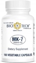 Bio-Tech Pharmacal MK-7 (Vitamin K2), 100 capsule vegetali – Integratore Naturale – Supporta la salute cardiovascolare & Bone – Nessuna latticini, pesce, glutine, arachidi, crostacei, OGM, Kosher, Halal, & Soy –