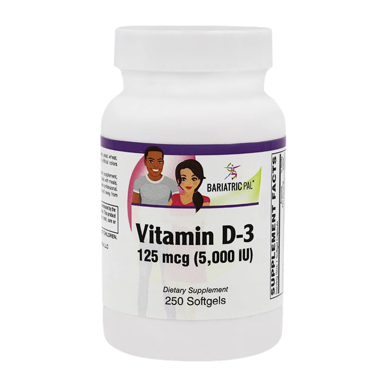 BariatricPal Vitamina D-3 125mcg (5000 IU) - Easy Swallow Vegetarian Softgels (bottiglia 250ct)