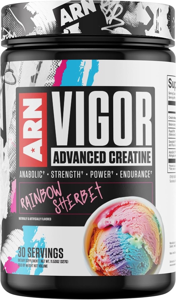 Arms Race Nutrition | ARN | Vigor Advanced Creatine Formula (30 Serve, Rainbow Sherbet)
