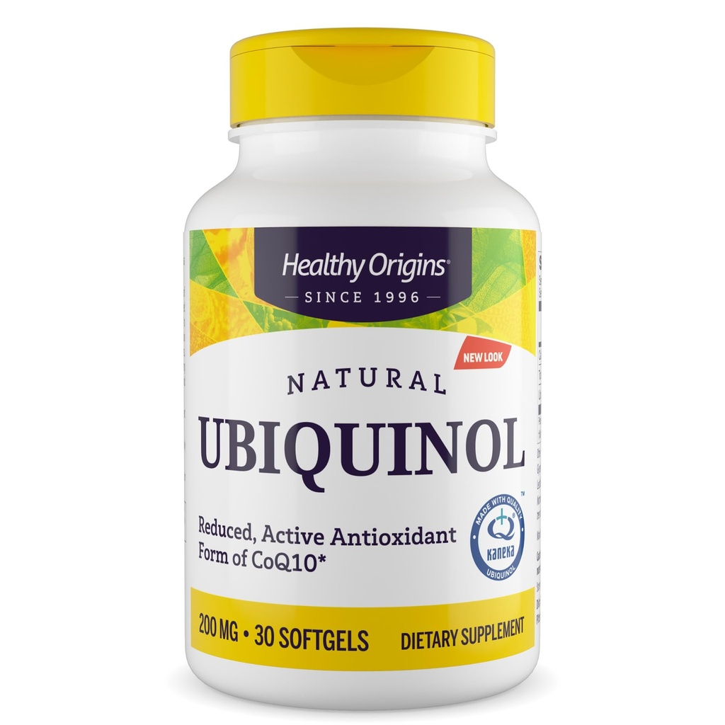 Sane origini Ubiquinol (forma attiva di CoQ10), 200 mg - Integratori Ubiquinol per la salute del cuore e il supporto antiossidante - Integratore senza glutine e non OGM - 30 Softgels