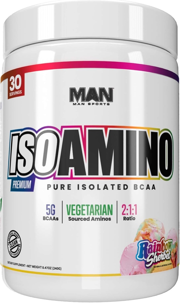 MAN Sports Iso-Amino Bcaa Polvere, Rainbow Sherbet, 255 Gram