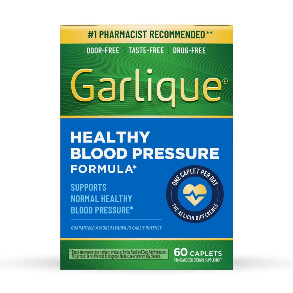 Integratore dell'estratto dell'aglio, Formula di pressione sanguigna sana, Odorless & Vegan, 60 Caplets