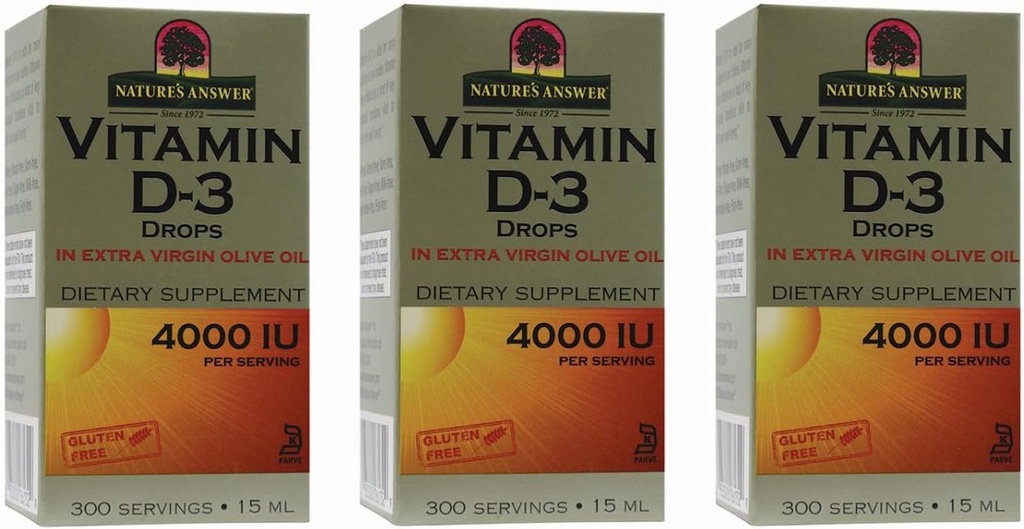 Vitamina D-3 Gocce 4000 LU, 0.5-Ounce, 3 conteggio