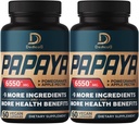 10in1 Pure Papaya Enzimi per Digestione 6550mg 4 Mesi di Sostegno Digestione, Immune & Body Health - Blended with Extracted Pomegranate, Apple Pectin, Ginger, Turmeric, Peppermint - 2 Pacchetti 60 Conti