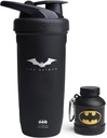 Smartshake DC Comic Bundle - Batman Protein Shaker Bottiglia – 900ml Shaker a prova di leak in acciaio inossidabile con 50g Protein Powder Storage Funnel