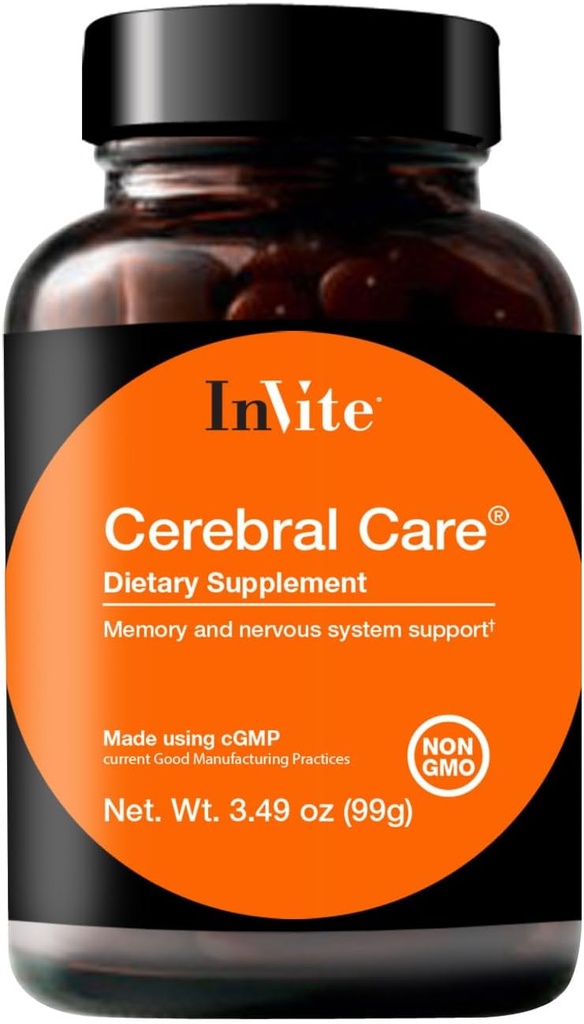 InVite Health Cerebral CareTM - Supporta la salute cerebrale tra cui memoria, messa a fuoco, attenzione e umore - Contiene inositolo, acetil-L-carnitina, colina, fosfatidilserina, astaxantina - 30 Serve (2-Pack)