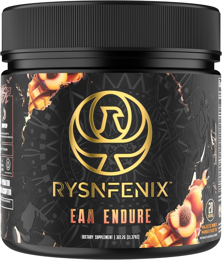 EAA Endure - 11g EAA + BCAA con Astragin & Black Pepper Extract per potenziato assorbimento di aminoacidi & Aquamin Electrolytes per l'idratazione | 25 Servings (Mango Peach Tea)