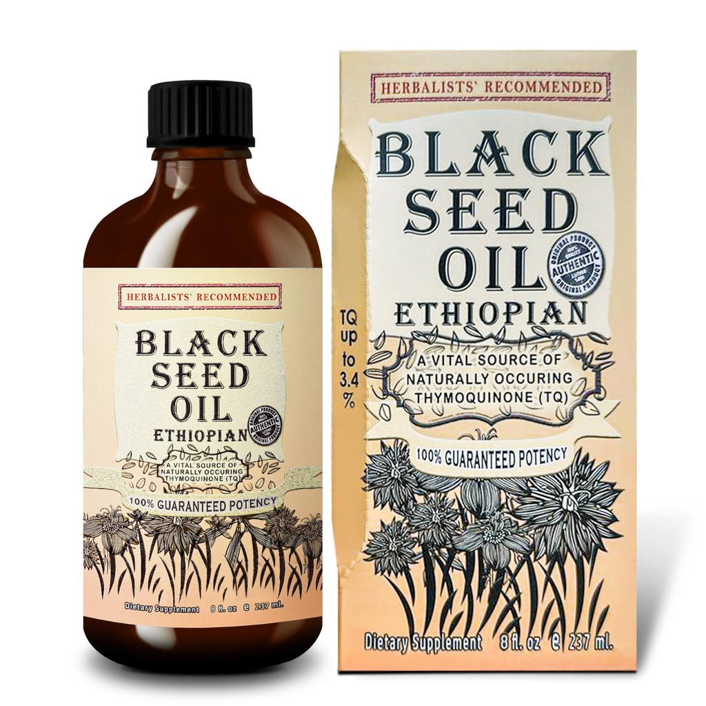 Olio di semi nero 8 oz - Cumino nero etiopico freddo Nigella Sativa, 3X Thymoquinone, 100% puro & liquido organico in bottiglia di vetro - Supporta Immune, capelli e salute della pelle