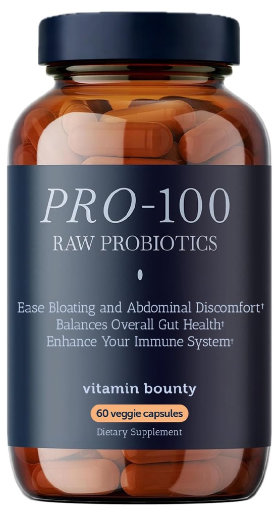 Vitamin Bounty Pro-100 Probiotici 100 Billion CFU - 13 Strains for Digestive Health & Immune Support - Probiotici ad alta potenza per donne e uomini - Capsule di rilascio ritardati per la salute del fegato - 60 conte