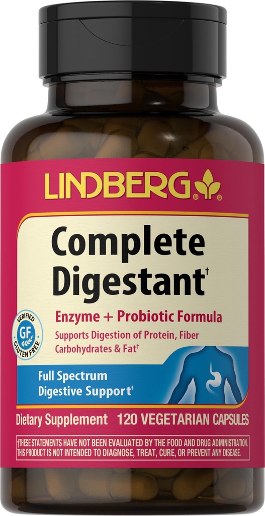 Lindberg Formula Multi-Enzyme completa con Pancreatin e Betain Hydrochloride, 120 capsule