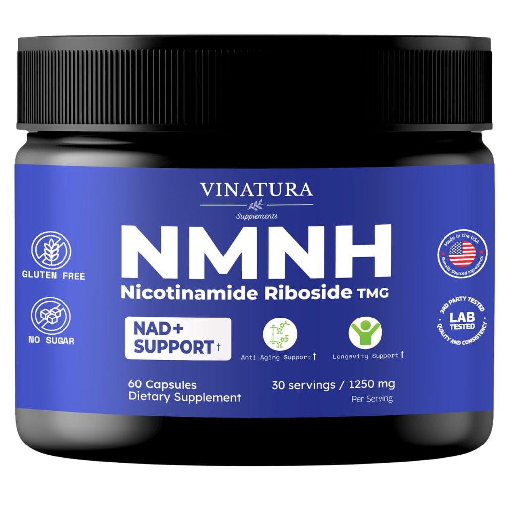 VINATURA NMNH (NMN Supplement Alternative) Nicotinamide Riboside & TMG - NAD Supplemento per Antiinvecchiamento - 60 capsule