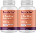 BESTVITE L-Carnitina Tartrato 500mg per capsula (240 capsule)(120x2) - No Stearates - Non OGM - Gluten Free