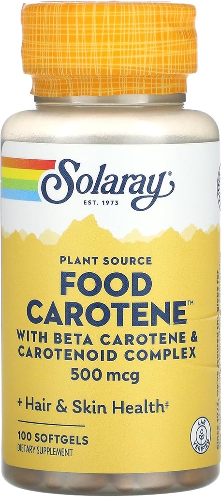 Solaray Food Carotene Capsule, 10000IU, 100 Conte