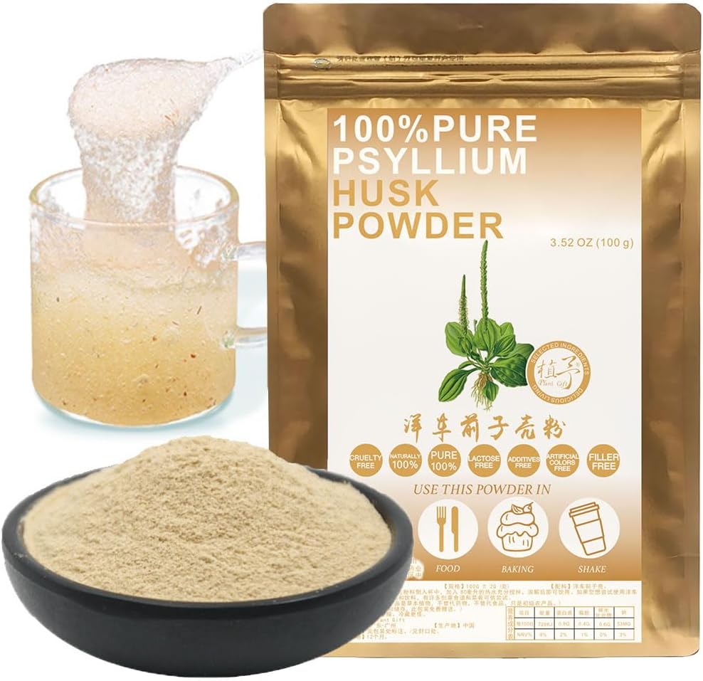 100% pura pianta naturale Psyllium Husk polvere organico Guar Gum, Keto Baking Powder, Meal Sostituzione Polvere, Psyllium Fiber Powder, fibra alimentare 100g/3.52oz