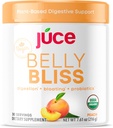 Júce Belly Bliss, Peachy Greens, 30 porzioni, Probiotici + Verdi, Bloating Support with Plant-Based Digestive Enzymes, Polvere di supplemento dietetico - By Terra Kai Organics