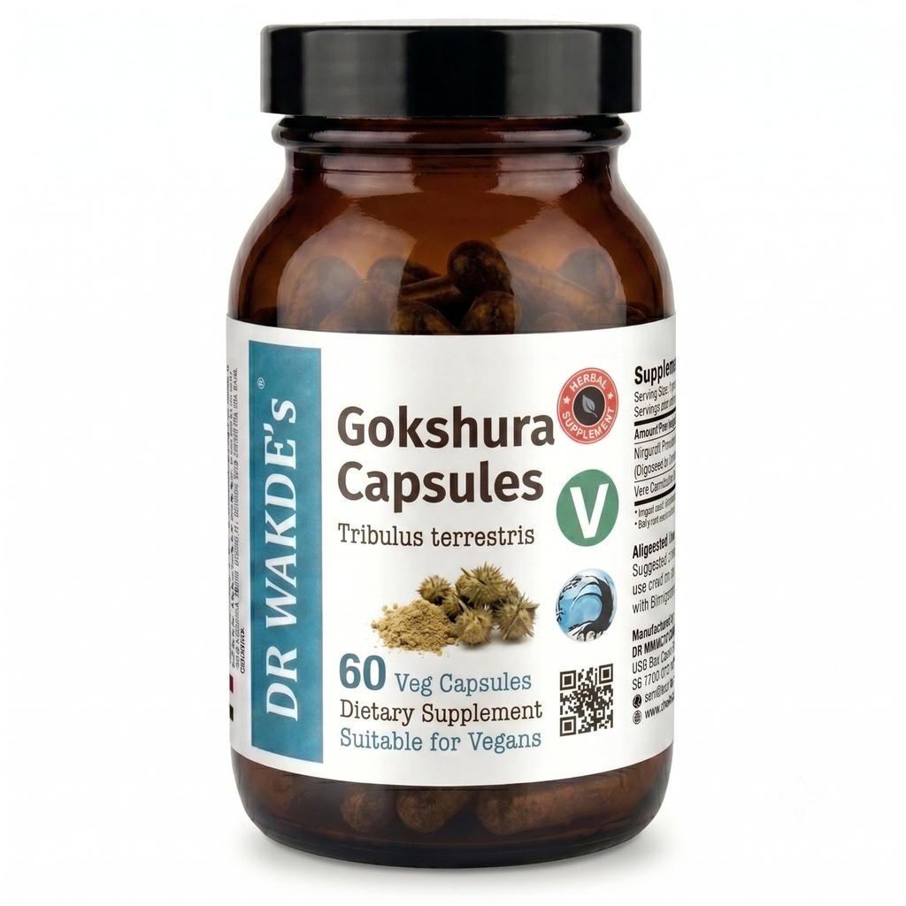 DR WAKDE Gokshura Capsules (Tribulus terrestris) - 60 Veg Caps | 100% Pure, All-Natural Supplement | Vegan, Plant-Based, Supporta la vitalità e la salute urinaria