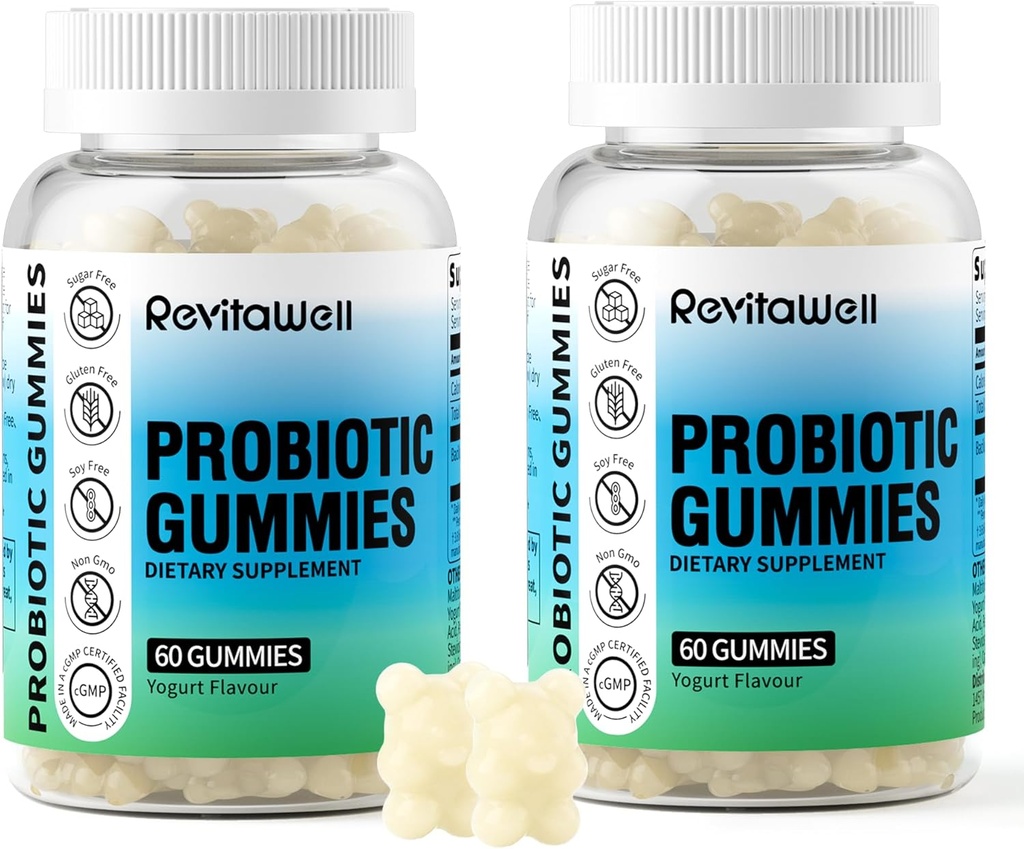 Probiotici Gummies per la salute digestiva e la salute del fegato, 3,6 miliardi di CFU, Sugar Free, Debloat Gummies Probiotici per bambini, donne e uomini, Yogurt Flavour, 120 Conte