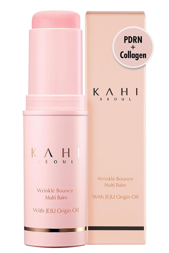 KAHI Wrinkle Bounce Multi Balm Stick | PDRN Collagen Wrinkle Stick | Cura della pelle coreana |All-in-One Hydrating Lip Balm Eye Cream Neck Cream Make Up Base & Face Mist Moisture Balm