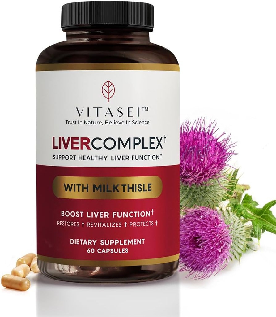 VITASEI fegato pulizia disintossicazione & riparazione, complesso del fegato W/Milk Thistle Extract, Garcinia, curcumina C3, supporto supplemento dietetico di erbe, Detox Formul per le donne & uomini, 60 capsule
