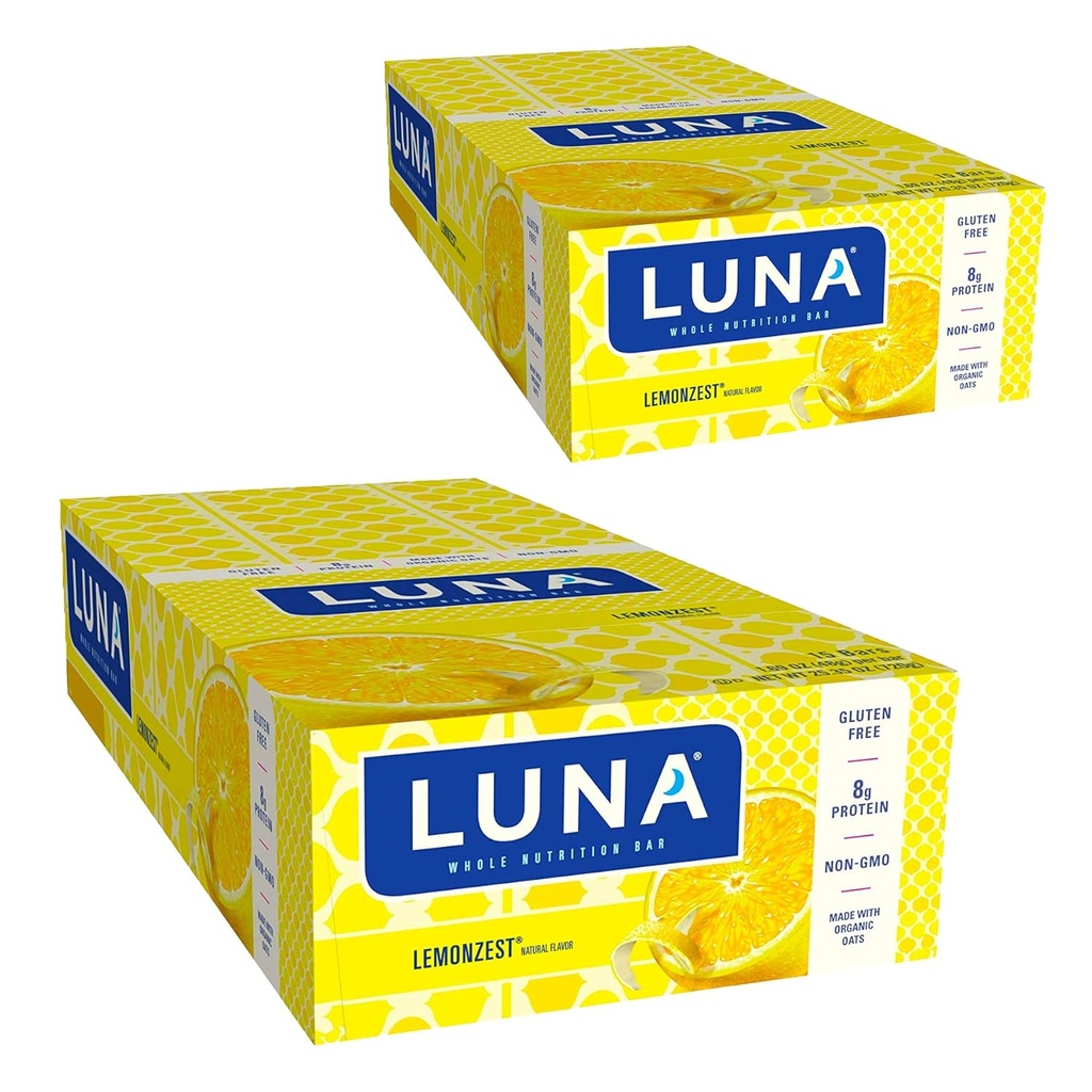 LUNA BAR - Barre senza glutine - Limone Zest Flavor - (1.69 Ounce Snack Bar, 30 Conte)