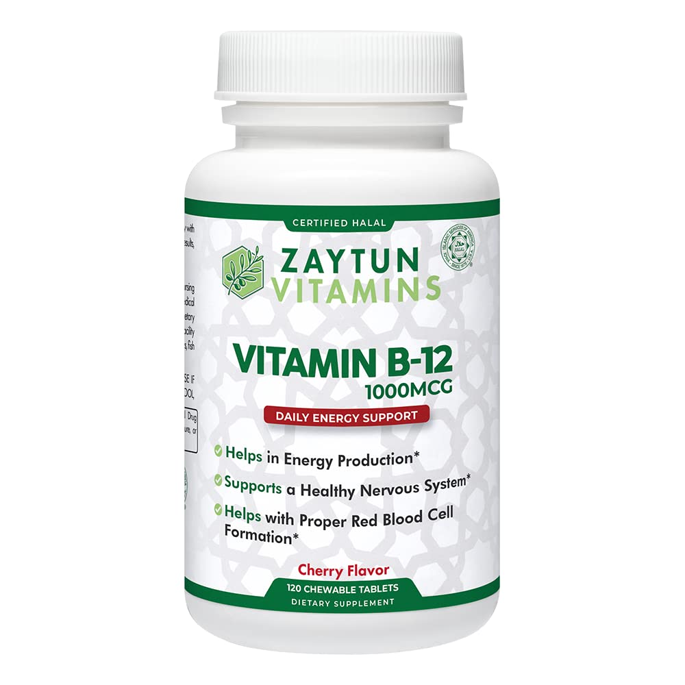 Zaytun Halal Vitamin B12 1000mcg, promuove la produzione di energia, il metabolismo e il sistema nervoso sano - vegetariani e vegani Formula - Dairy-Free - 4 mesi di fornitura - Made in USA