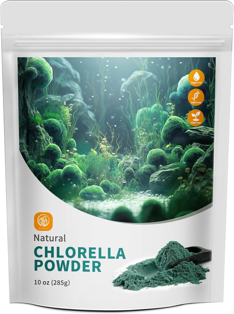 Polvere clorella naturale con 10 oz - polvere di clorofilla, supporta il sistema immunitario e la funzione del fegato, mantenere la gioventù, Vegan, ricco di proteine vegane e vitamine.