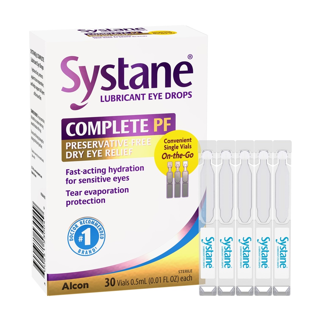 Le gocce d'occhio senza riserva di Systane complete di unità-Dose 30ct Fiale a singolo uso per il rilievo degli occhi asciutti