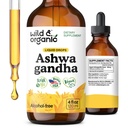 Gocce di Ashwagandha di Wild & Organic - Integratore di supporto del mood w/Ashwagandha Estratto di radice - Gocce liquide per la mente calma - Integratori di rilassamento - Zucchero e senza alcool - 4 fl oz