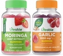 Foglia di Moringa Lifeable + Aglio 1000mg, Gummies Bundle - Grande Degustazione, Supplemento di vitamina, Senza glutine, OGM gratis, Gummies