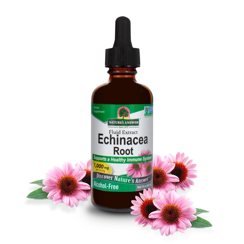 La risposta della natura Echinacea Extract | Supporta un sistema immunitario sano | Vegan, senza glutine, senza alcool, non OGM & Kosher Certificato | 2oz