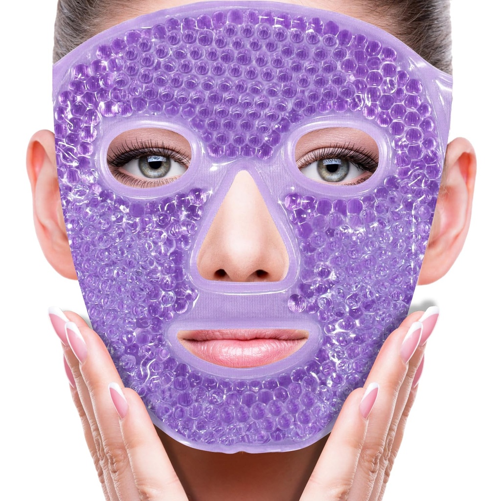 ZNÖCUETÖD Face Eye Mask Ice Pack per la riduzione del poffiness, Bags Under Eyes, Puffy Dark Circles, Migraine,Hot/Cold Pack con Soft Plush Backing (Purple #22)