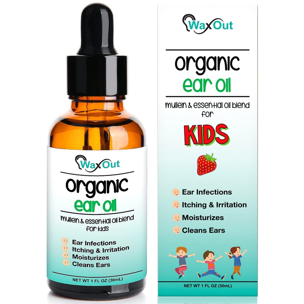 Natural Mullein Ear Wax rimozione olio & Cleaner gocce con fragola per bambini | Earwax Softener, idratante e allergia Soothing | Tinnitus, prurito, Anelli e orecchie bloccate