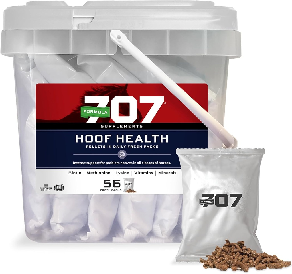 Formula 707 Hoof Health Equine Supplement, Daily Fresh Packs, 56 Day Supply - Biotina, Aminoacidi e Minerali per migliorare e sostenere le orme di cavallo sano
