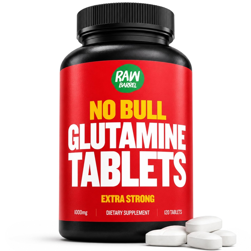 “No Bull” L-Glutamina compresse, Pure L Glutamine Pillole, Non OGM, L Glutamina Supplemento, Naturalmente Vegan, Per vegetariani e Gluten Free, 1000mg
