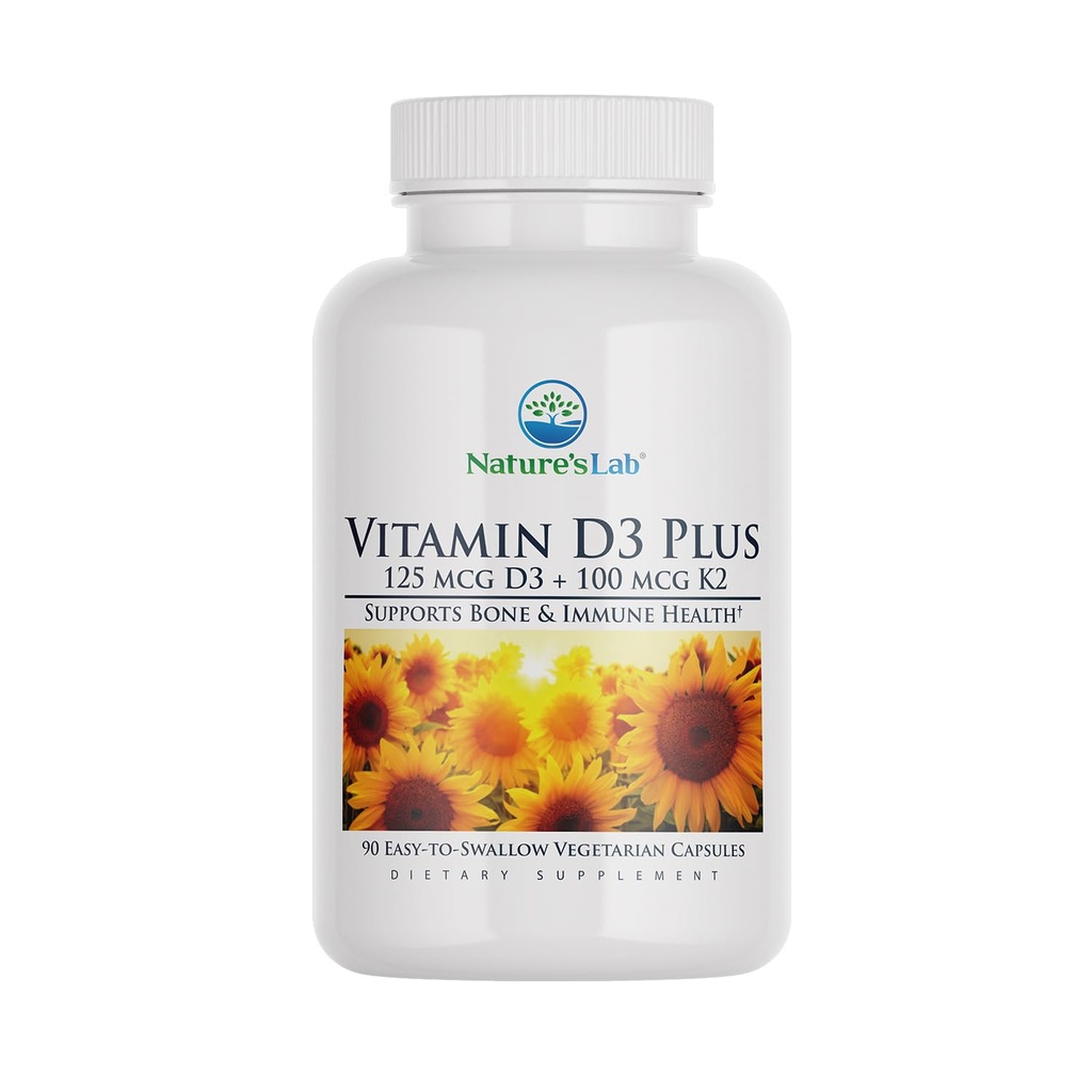 Vitamina D3 Plus - Contiene vitamine D3 e K2 (MK7) per il supporto immunitario, le ossa sane e la salute cardiovascolare* - senza glutine, non OGM - 90 capsule (3 mesi di alimentazione)