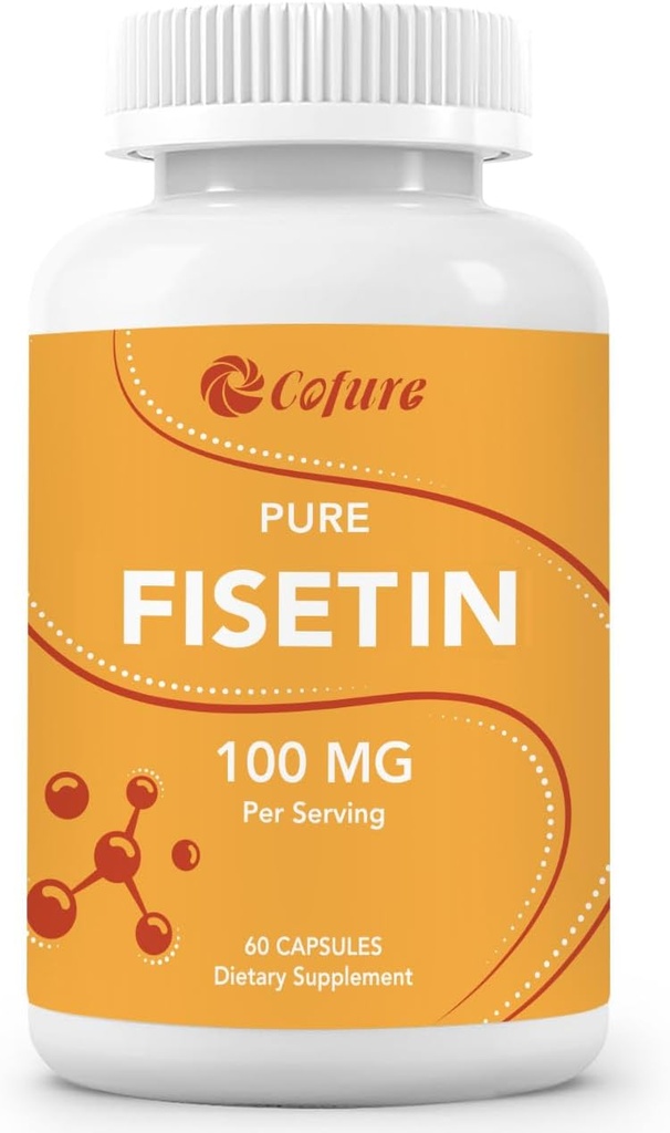 Integratori di Fisetin, 100 mg di Flavonoide Bioattivo Naturale, 98% puro, Supporto di Invecchiamento, Non OGM, Senza Glutine, 60 capsule, 60 porzioni