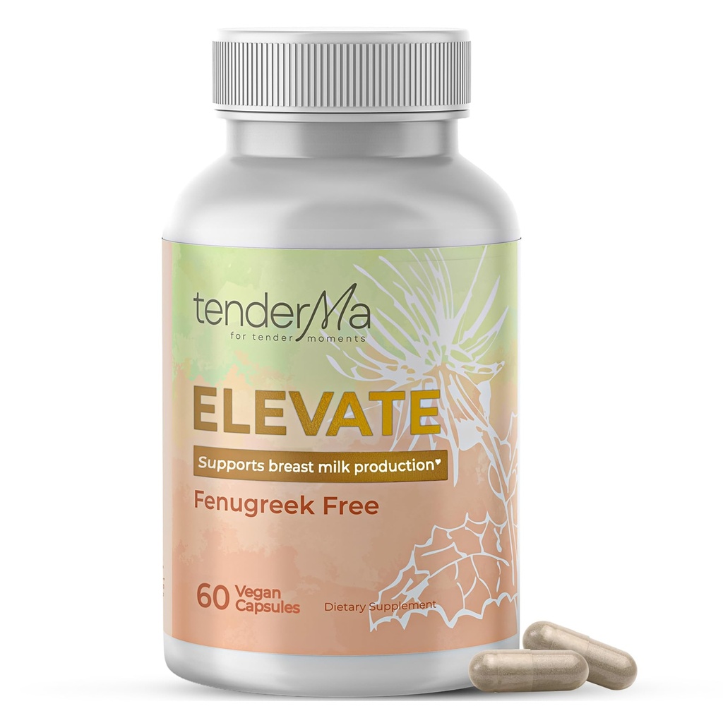 Elevate – Fenugreek-Free Lactation Supplement con Organic Goat’s Rue, Lion’s Mane, Beat Thistle & Brewer’s Yeast – Vegan, Non-GMO Herbal Breastfeeding Support – 60 Capsule