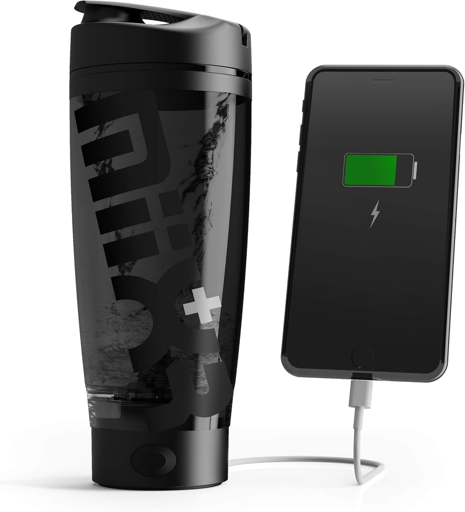 Bottiglia di agitatore di carica Promixxx (MiiXR+ Edition) | Miscelatore Vortex a carica di dispositivo con stoccaggio supplementare e Coppa Tritan facile da pulire (20oz | Nero di Stealth)