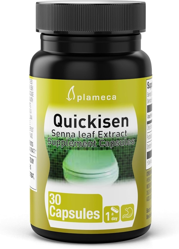 Plameca Quickisen capsule lassative, sollievo dalla costipazione occasionale, Estratto di senna naturale, Supporta la salute intestinale, Integratore alimentare senza glutine e senza latticini, 30 capsule