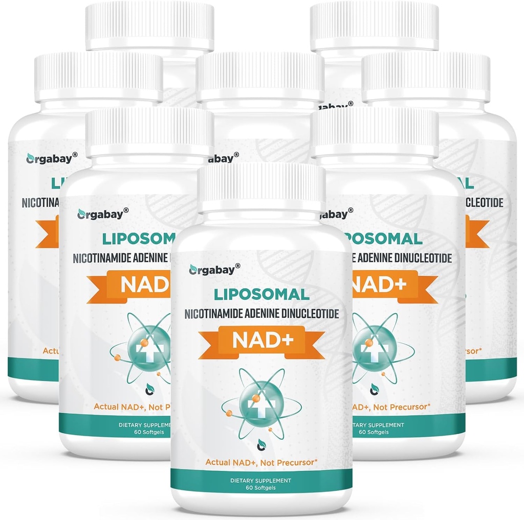 Orgabay Liposomal NAD+ Supplemento 500 mg, ad alto assorbimento, Boost NAD+ con TMG 250 mg, reale NAD Plus Più efficiente di Nicotinamide Riboside, supporto energia cellulare, invecchiamento sano | 480 Softgels