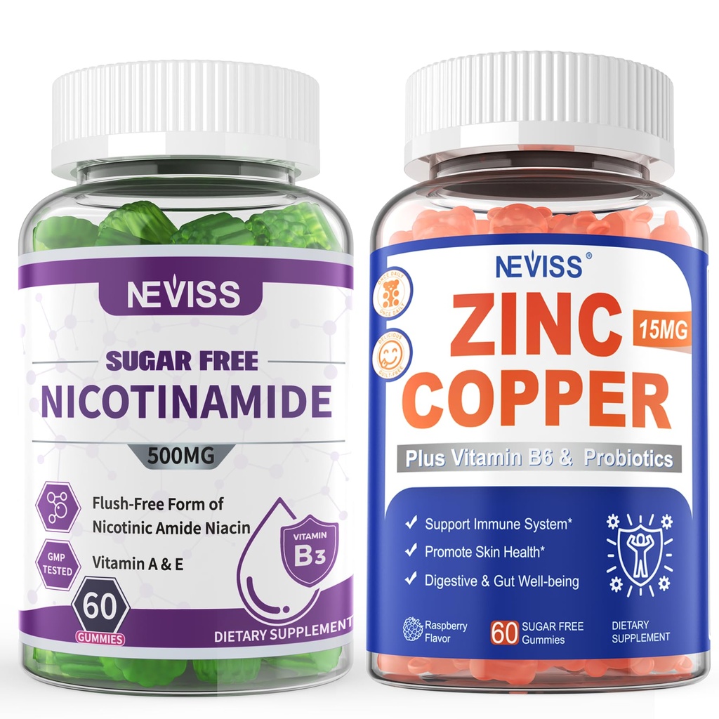 NEVISS Nicotinamide 500 mg Gummies + Zinc Copper Gummies